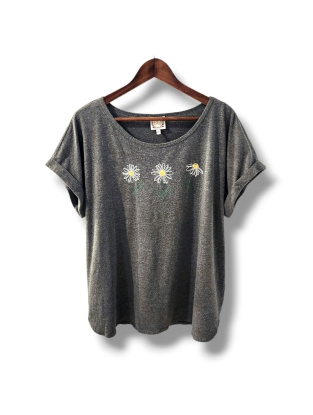 Tru Self Embroidered Daisies Short Sleeve Tee | 2X